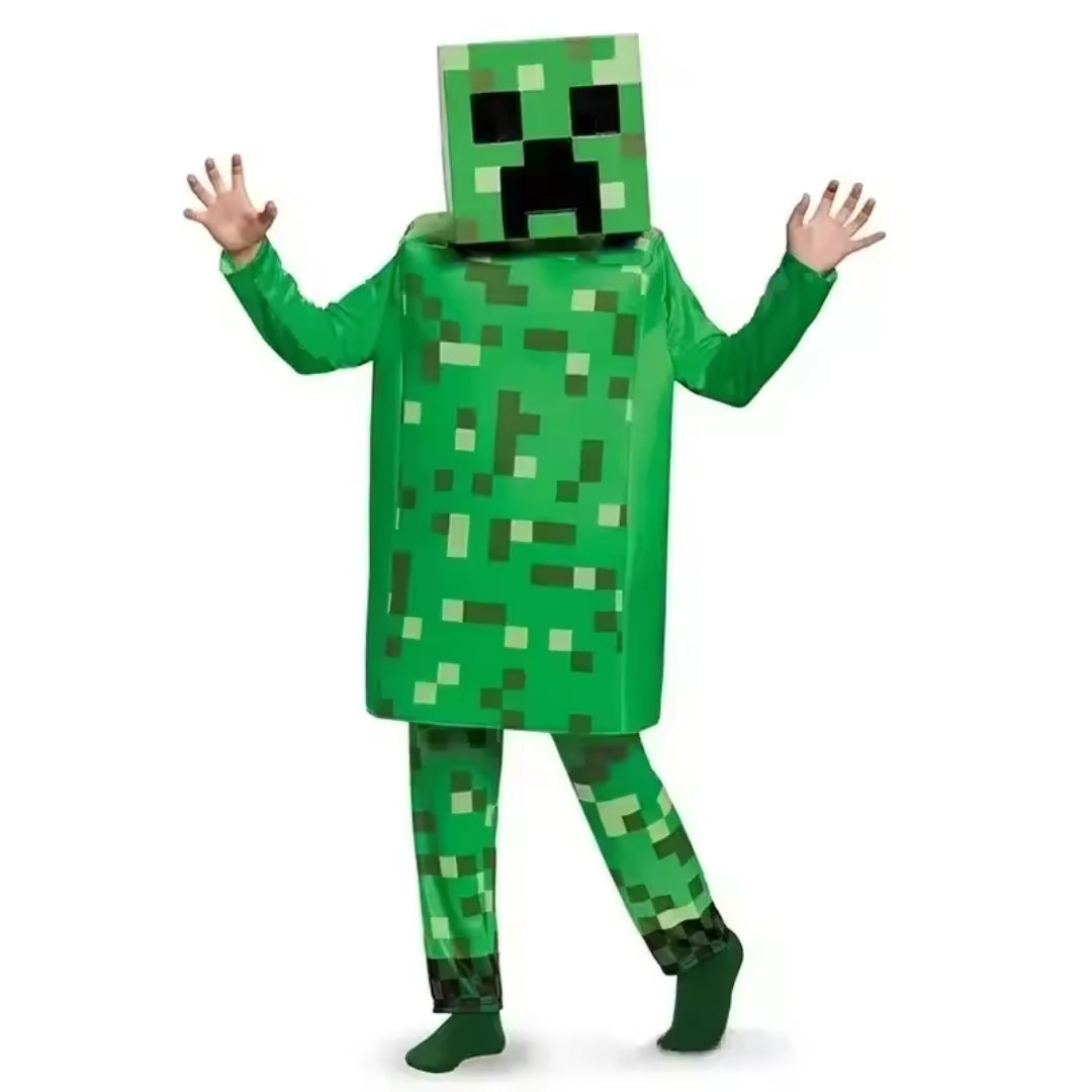 Blokkenwereld Verkleedkostuum Kind Polyester Pixelstijl Gaming Thema Carnaval Halloween Feest Cosplay | Sansoti