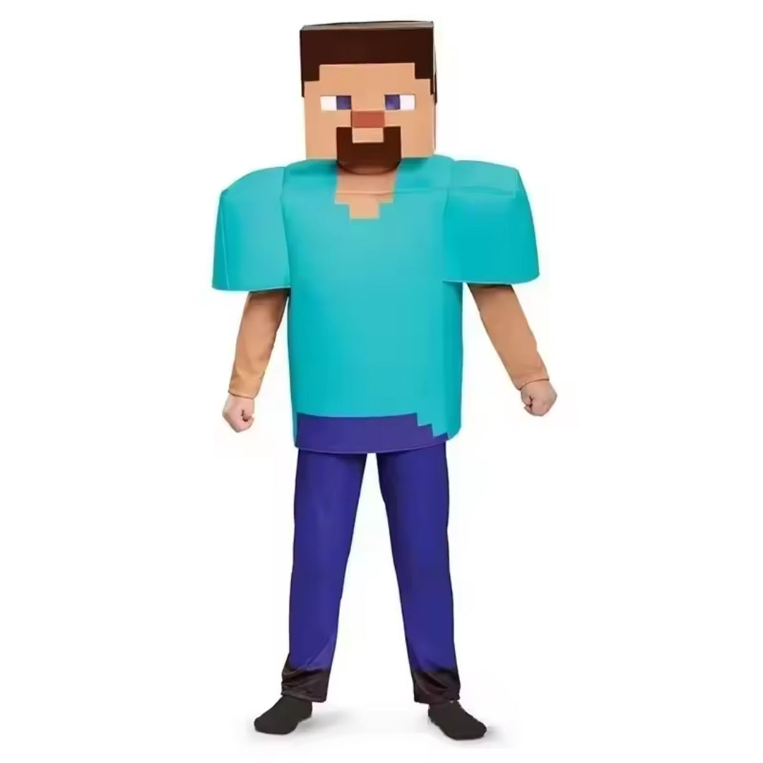 Blokkenwereld Verkleedkostuum Kind Polyester Pixelstijl Gaming Thema Carnaval Halloween Feest Cosplay | Sansoti