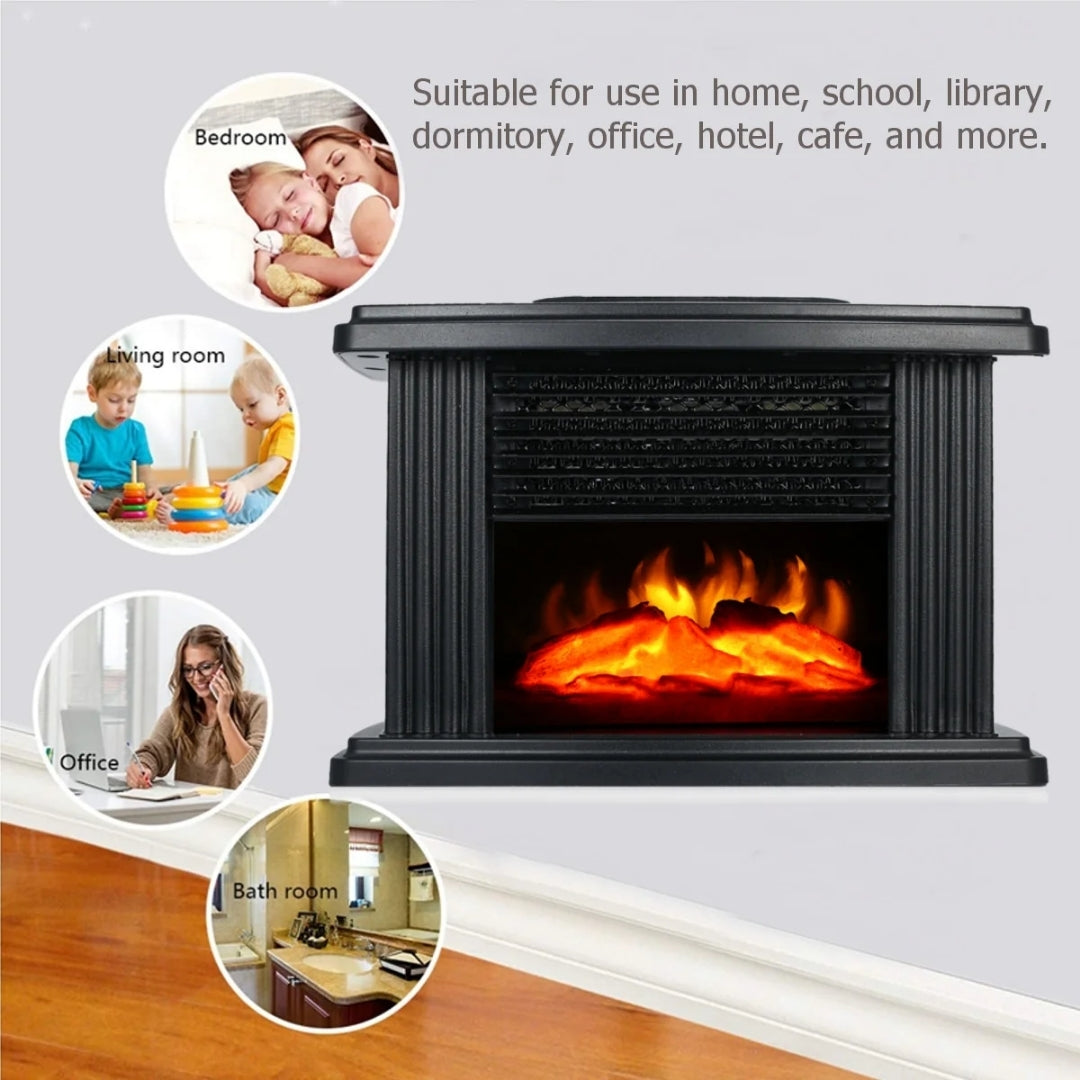 Cheminée électrique compacte 1000 W avec effet de flamme, minuterie et affichage, appareil de chauffage noir pour créer une ambiance chaleureuse dans le salon | Sansoti