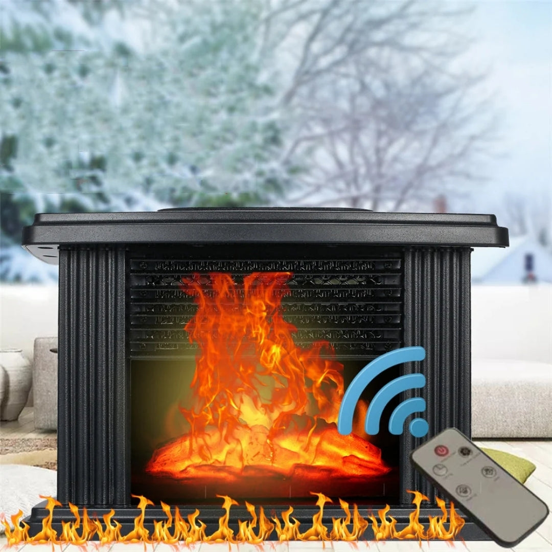 Cheminée électrique compacte 1000 W avec effet de flamme, minuterie et affichage, appareil de chauffage noir pour créer une ambiance chaleureuse dans le salon | Sansoti