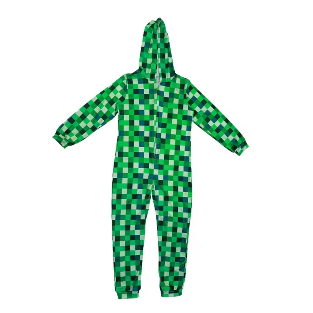 Kinderkostuum Pixelmonster Jumpsuit LED Capuchon Verkleedkleding Feest Halloween Carnaval Jongen Meisje | Sansoti