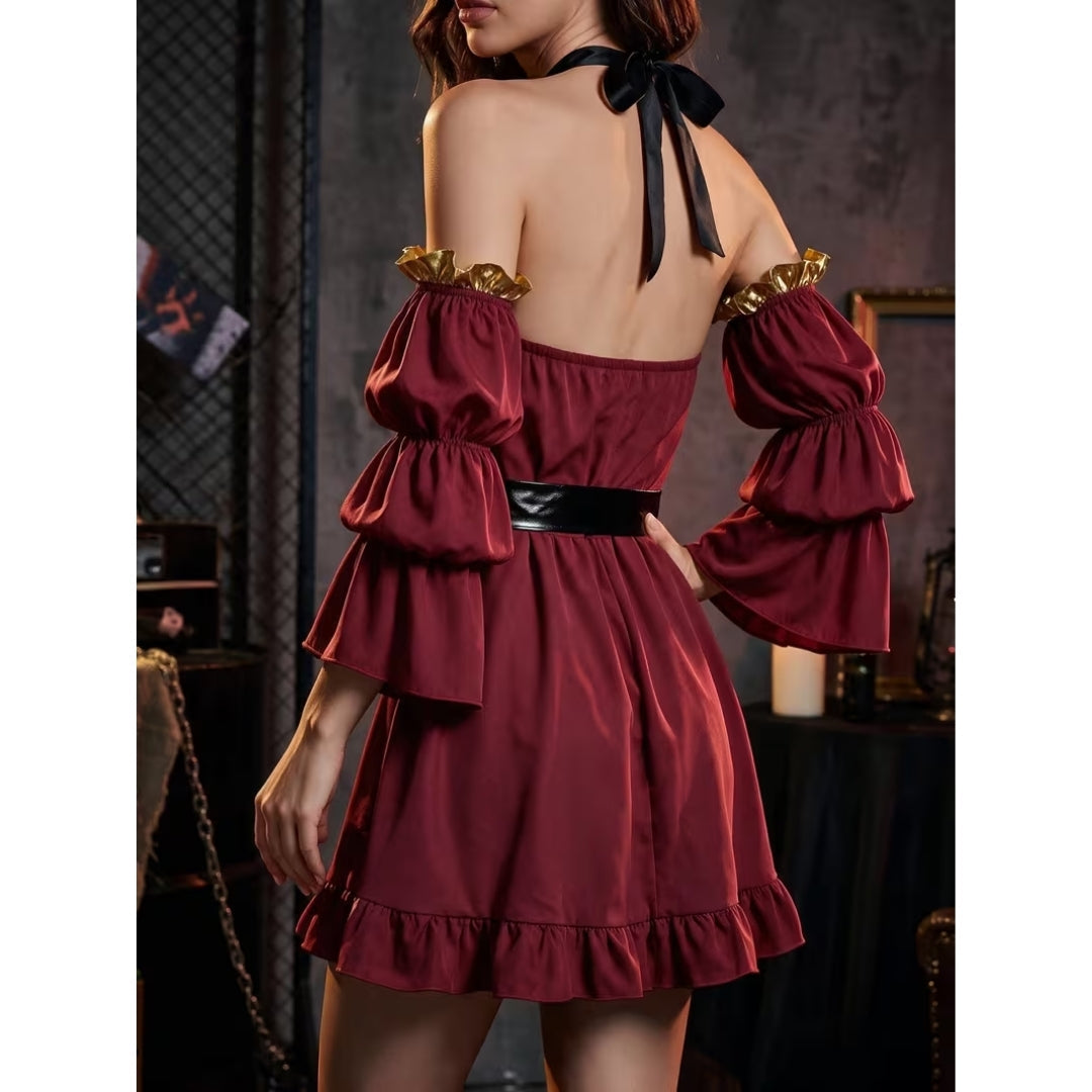 Pirate Dress Captain Corset Retro Carnival Cosplay Women's Halloween Themed Party Costume Vintage Partywear | Sansoti