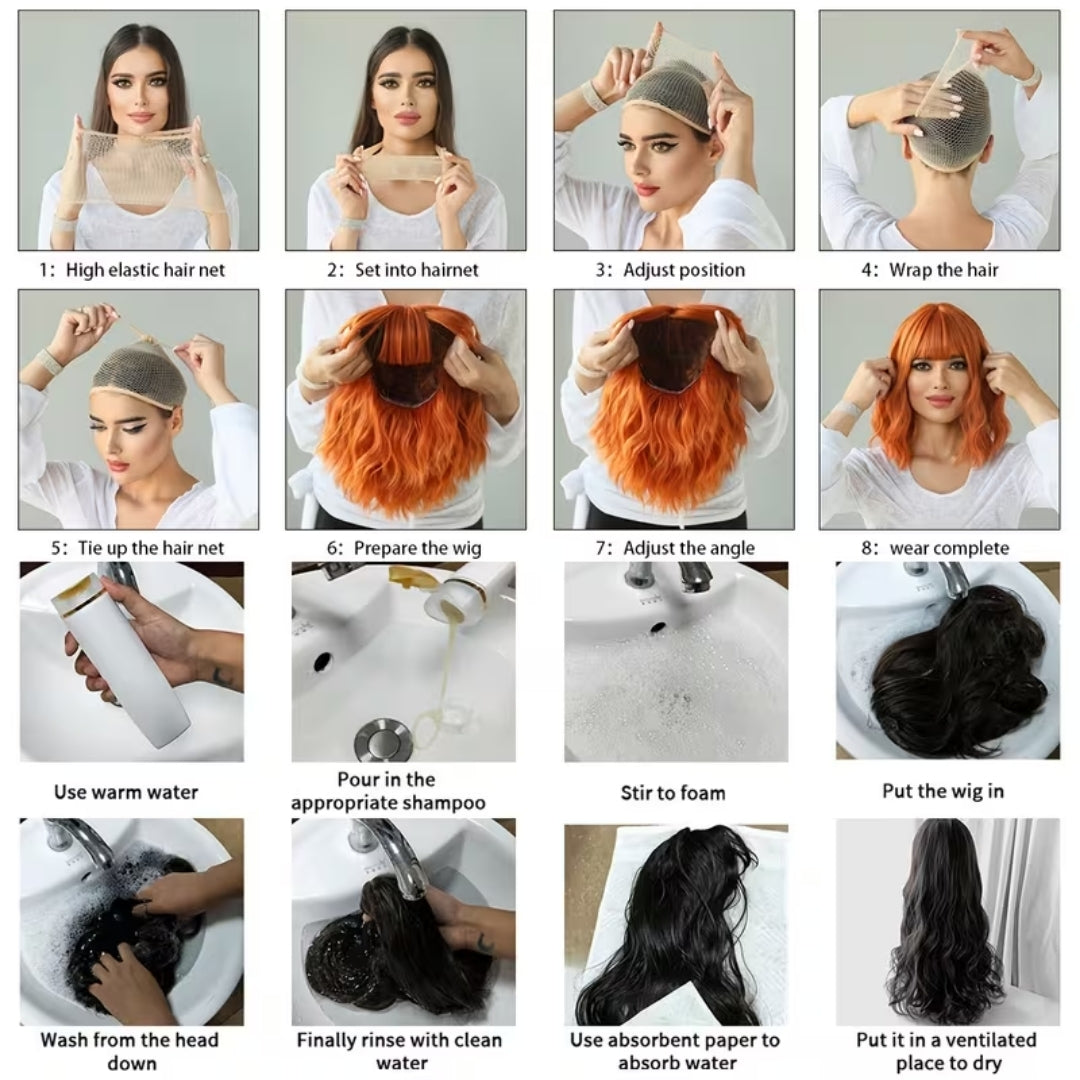 Lange Golvende Pruik met Pony Groen Synthetisch Haar voor Cosplay Verkleedfeest Halloween Carnaval Party | Sansoti