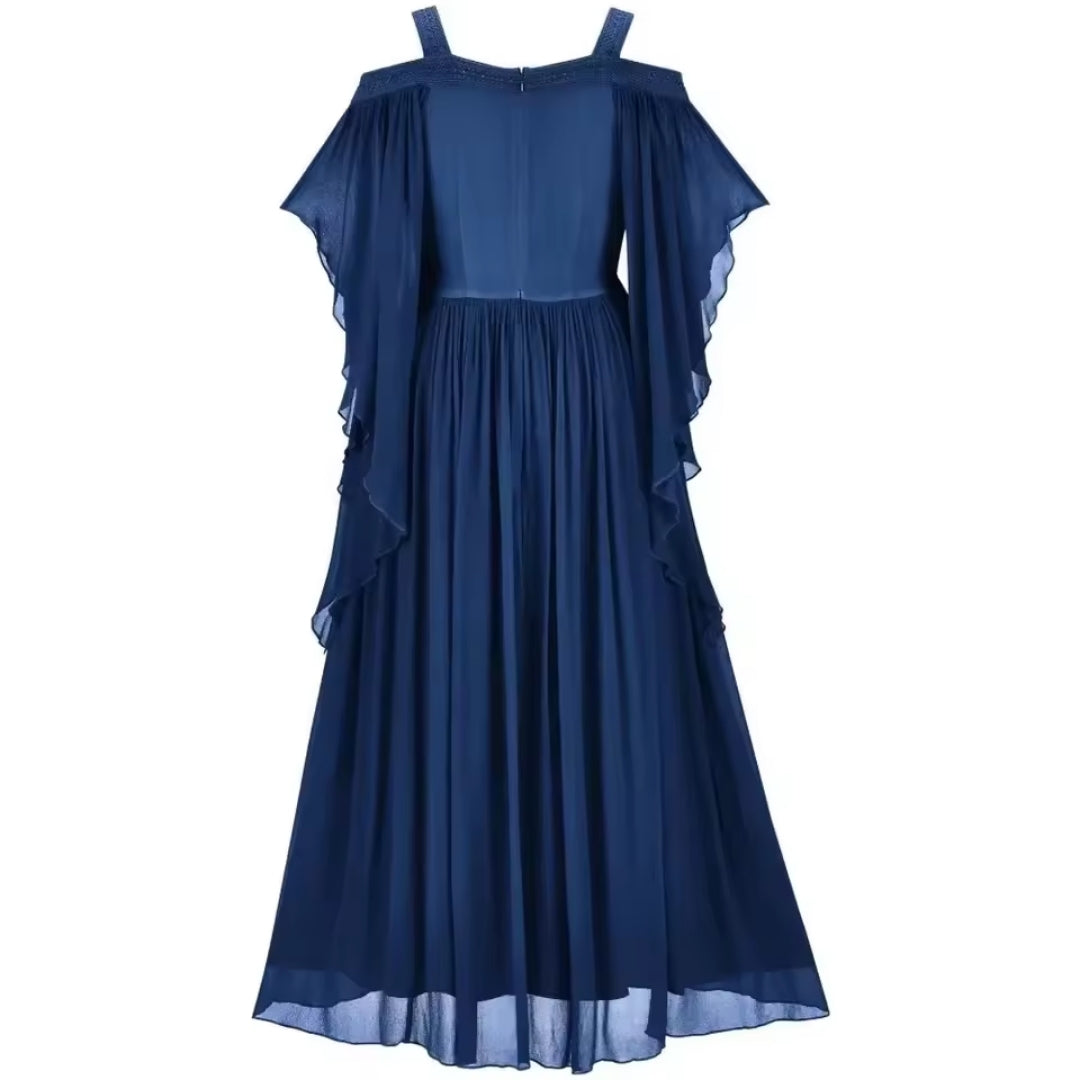 Middeleeuwse Fantasy Jurk Lang Off-Shoulder Paars Groen Zwart Blauw Cosplay Prinses Heks Carnaval Feest | Sansoti