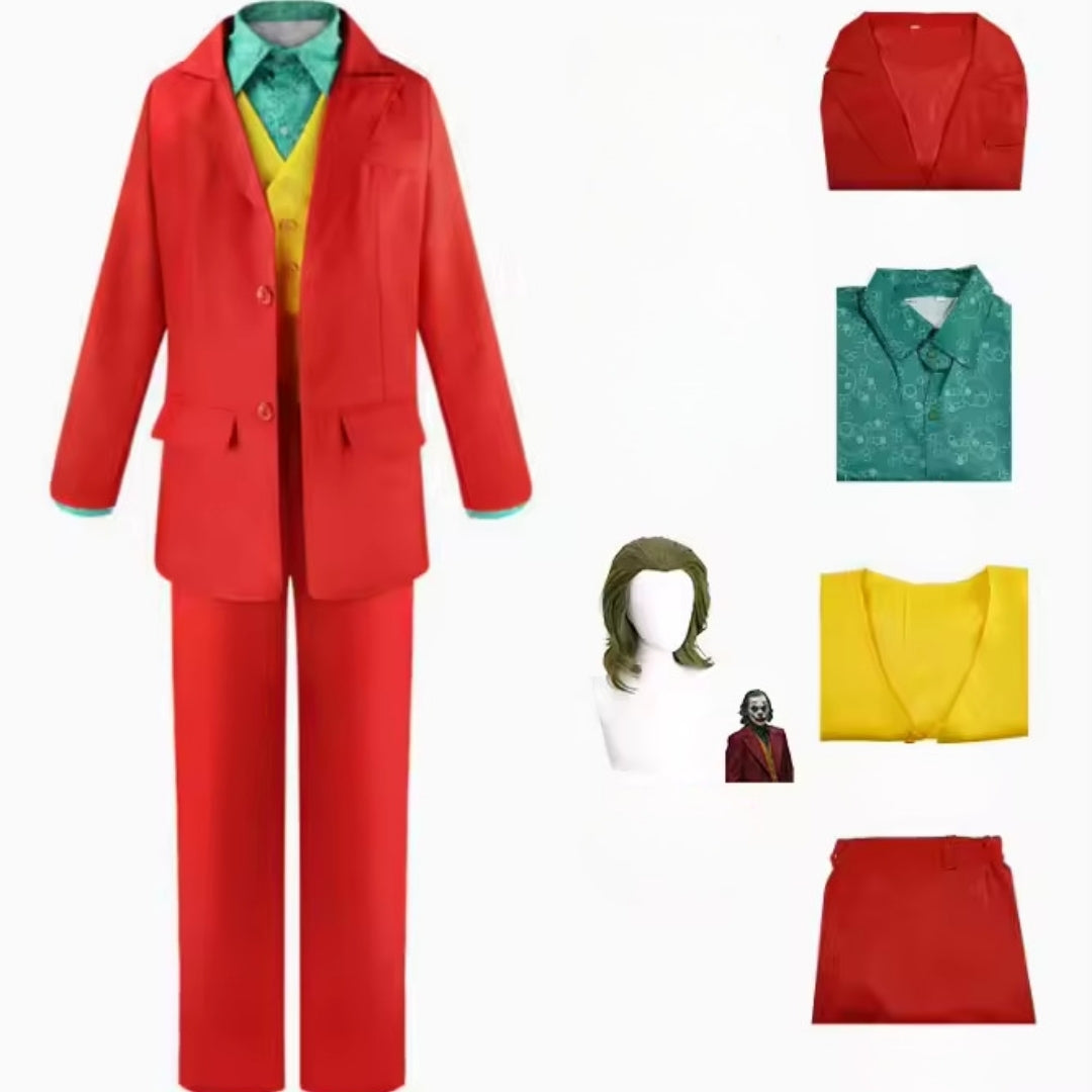 Adult Clown Costume with Green Wig - Polyester Party Outfit Unisex Carnival Costume Horror | Sansoti