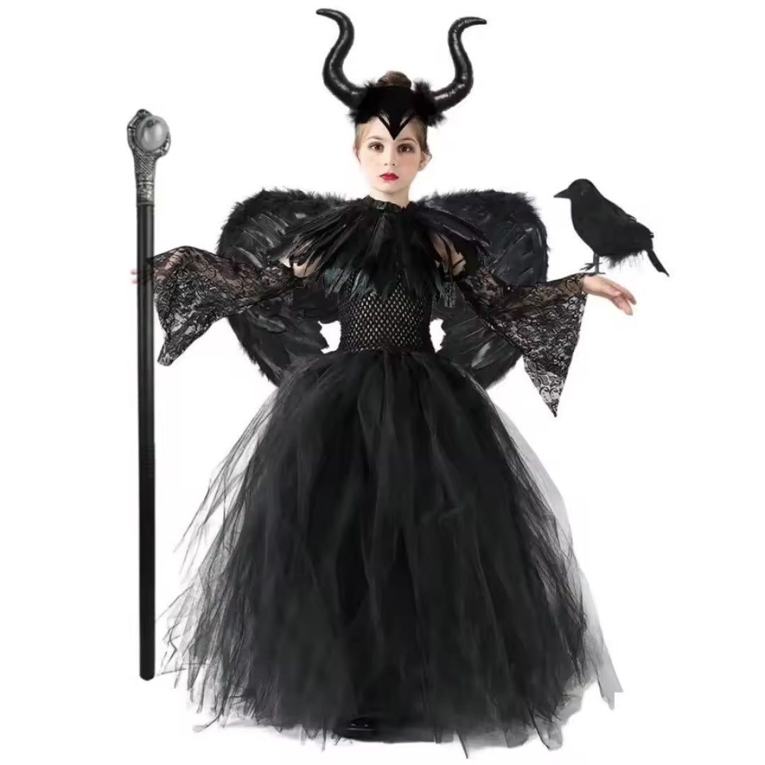 Gothic Prinsessenjurk Meisjes Tutu Zwart Enkellang Kostuum Verkleedjurk Carnaval Feest Halloween Verjaardag | Sansoti