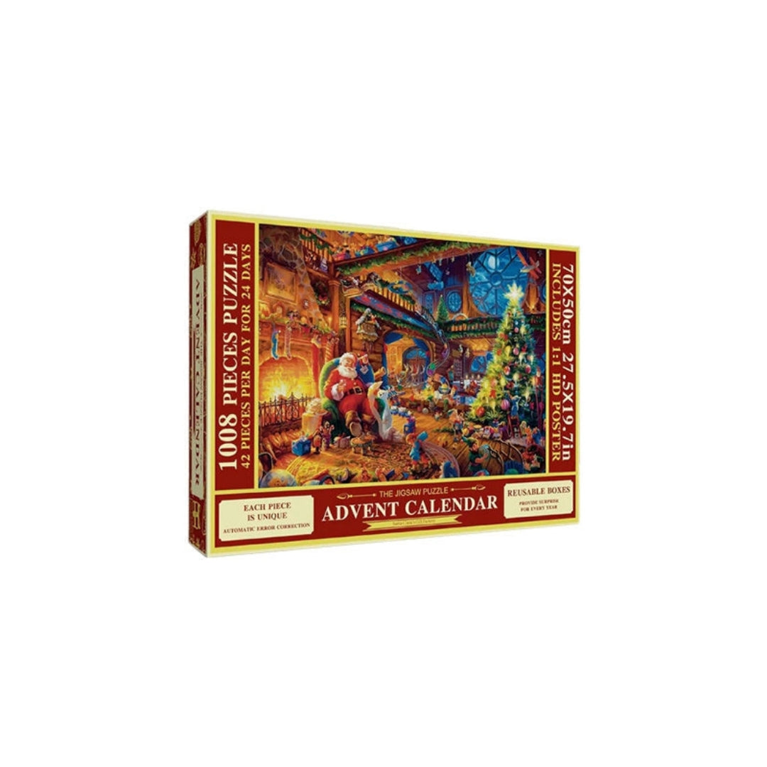 Advent Calendar Puzzle 1008 Pieces Christmas Workshop 24 Days of Puzzle Fun Including Poster Jigsaw Puzzle Christmas | Sansoti