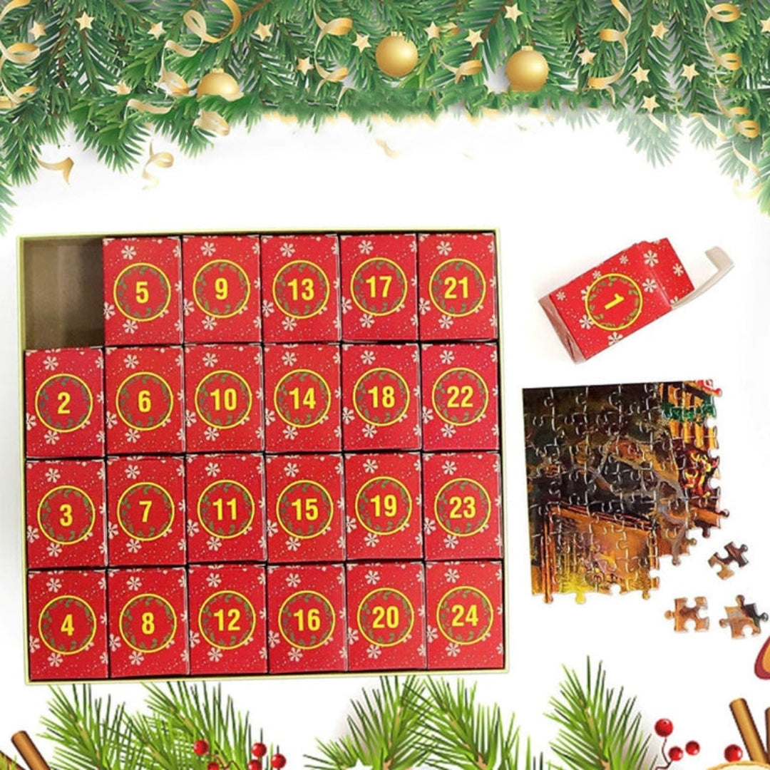 Advent Calendar Puzzle 1008 Pieces Christmas Workshop 24 Days of Puzzle Fun Including Poster Jigsaw Puzzle Christmas | Sansoti