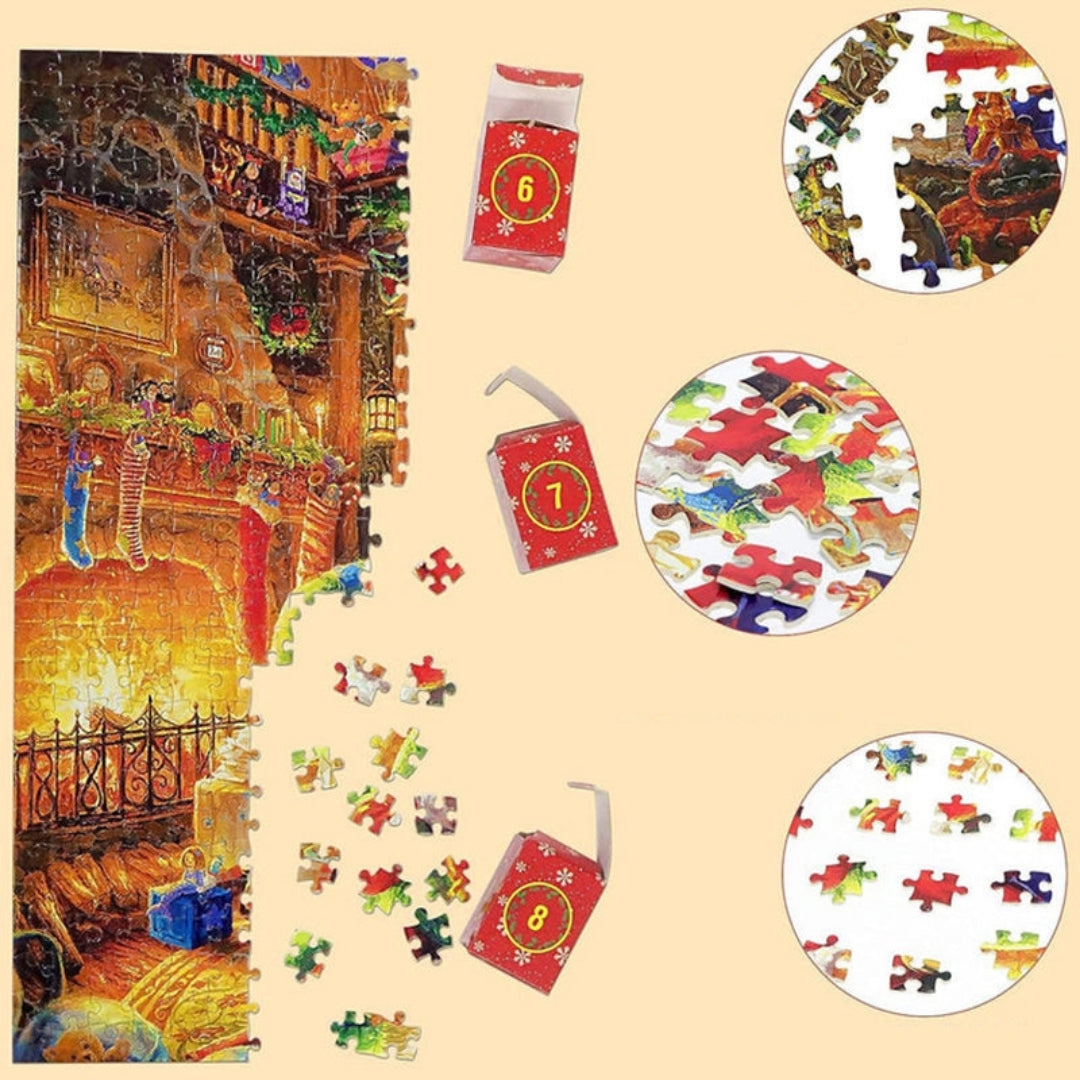 Advent Calendar Puzzle 1008 Pieces Christmas Workshop 24 Days of Puzzle Fun Including Poster Jigsaw Puzzle Christmas | Sansoti