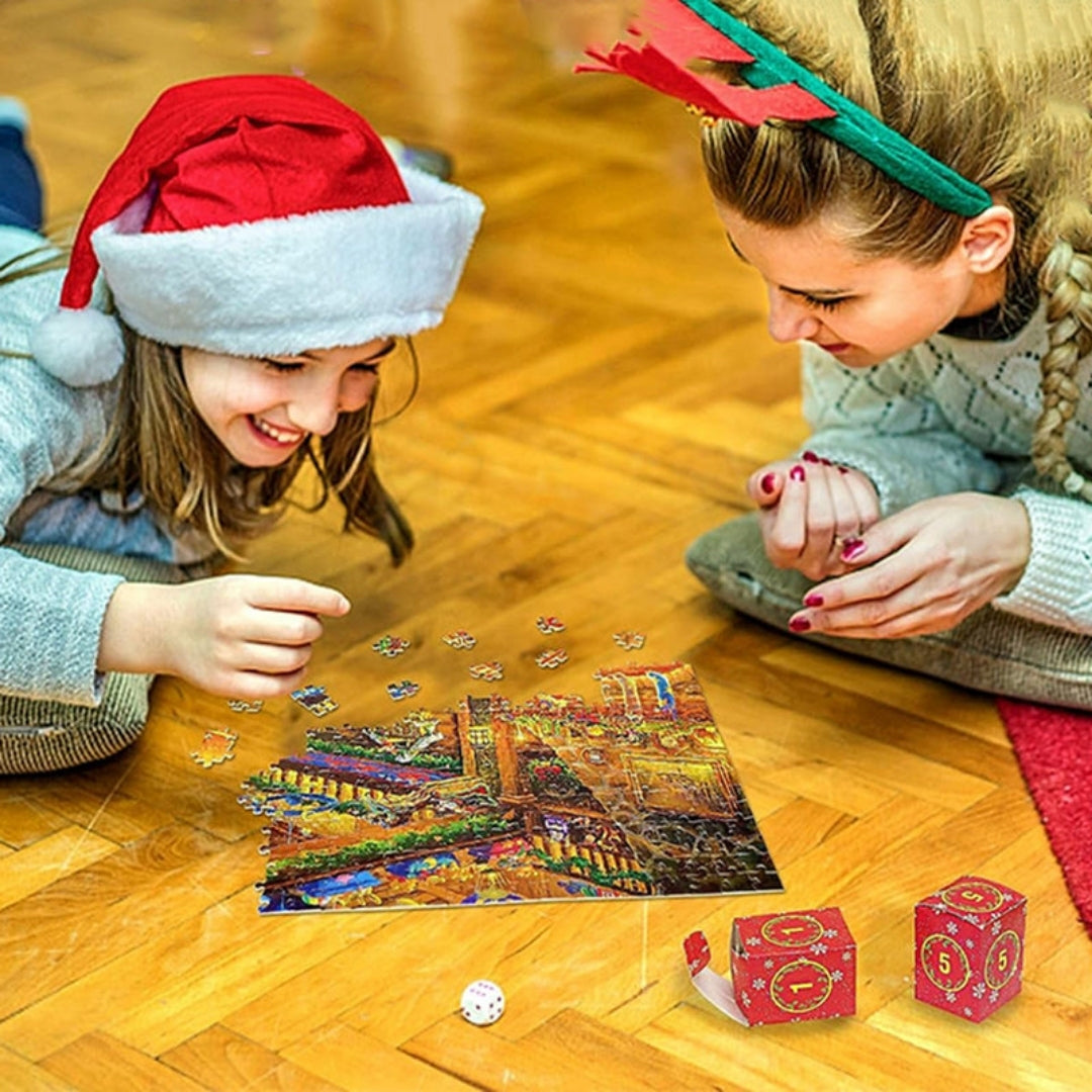 Advent Calendar Puzzle 1008 Pieces Christmas Workshop 24 Days of Puzzle Fun Including Poster Jigsaw Puzzle Christmas | Sansoti