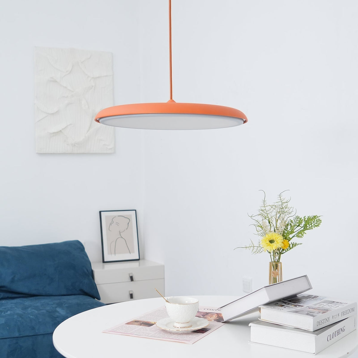 Pendelleuchte aus Metall und Acryl, dimmbar, für Kücheninsel, Esstisch und Wohnzimmer, Pastellfarben, minimalistisches Design | Sansoti