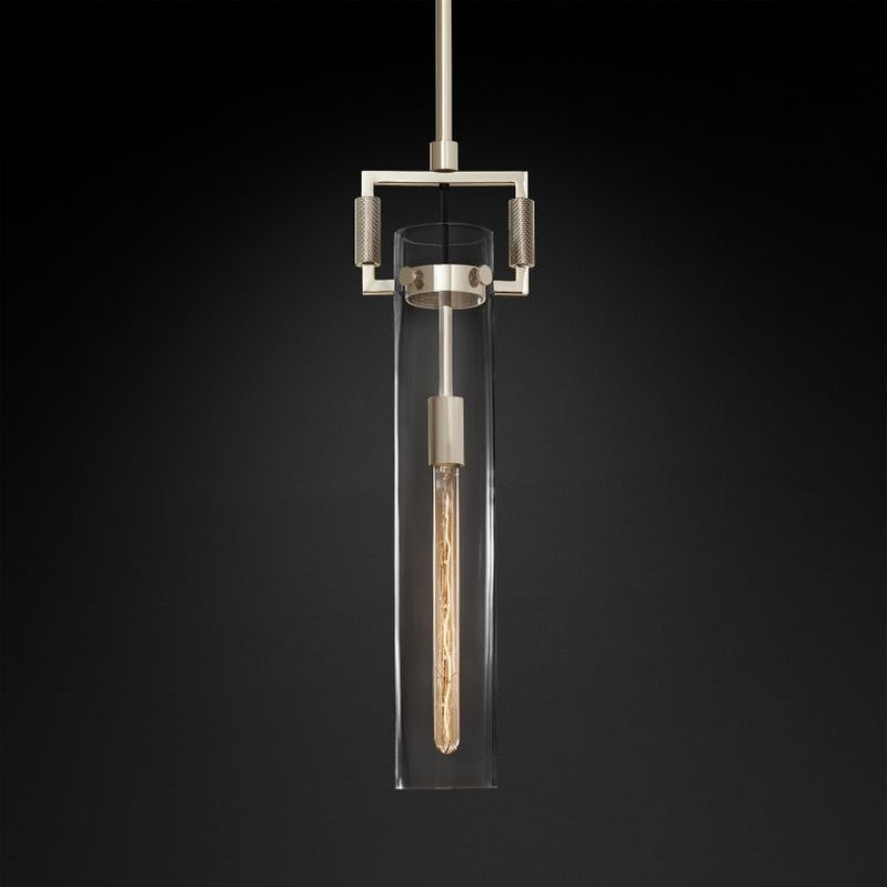 Suspension industrielle en verre cylindrique et laiton, hauteur réglable, ampoule Edison, pour salle à manger et salon, éclairage rétro | Sansoti
