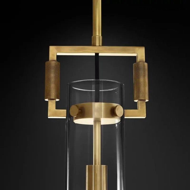 Suspension industrielle en verre cylindrique et laiton, hauteur réglable, ampoule Edison, pour salle à manger et salon, éclairage rétro | Sansoti