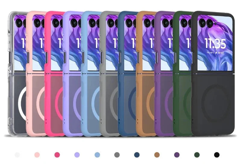 Magnetyczne matowe etui typu hardcase do składanego smartfona, czarne, niebieskie, fioletowe, zielone, szare, różowe, odporne na odciski palców | Sansoti