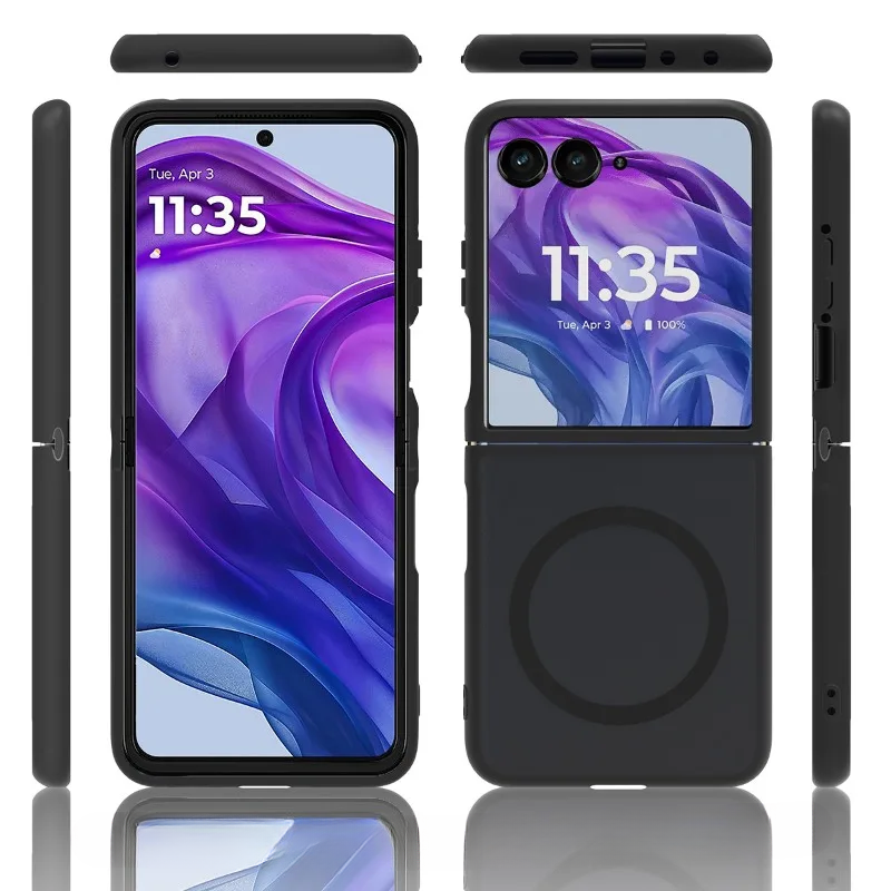 Magnetyczne matowe etui typu hardcase do składanego smartfona, czarne, niebieskie, fioletowe, zielone, szare, różowe, odporne na odciski palców | Sansoti
