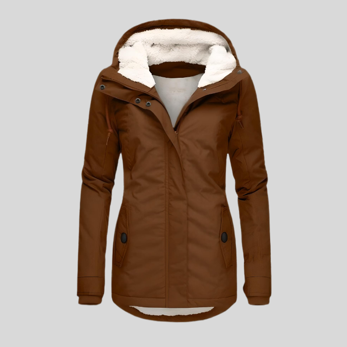Gesteppter Wintermantel für Damen mit Kapuze, warm gefüttert, langer Parka, wasserabweisend und winddicht | Sansoti