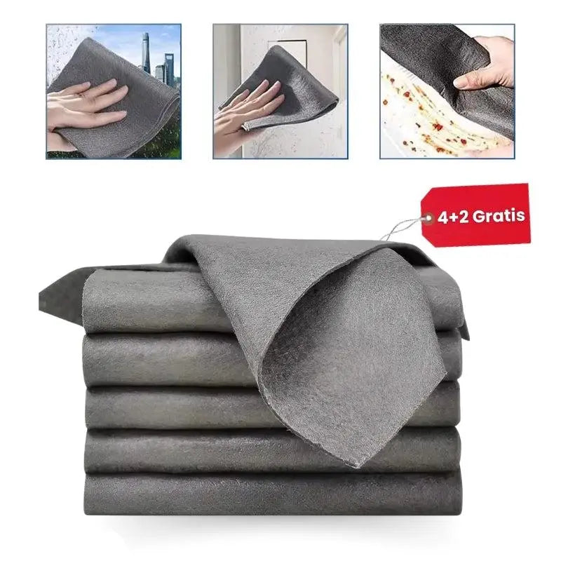 Microvezeldoek Streeploos 30x30cm Grijs 6 Stuks – Herbruikbaar voor Glas Spiegel Auto Zonder Pluizen | Sansoti