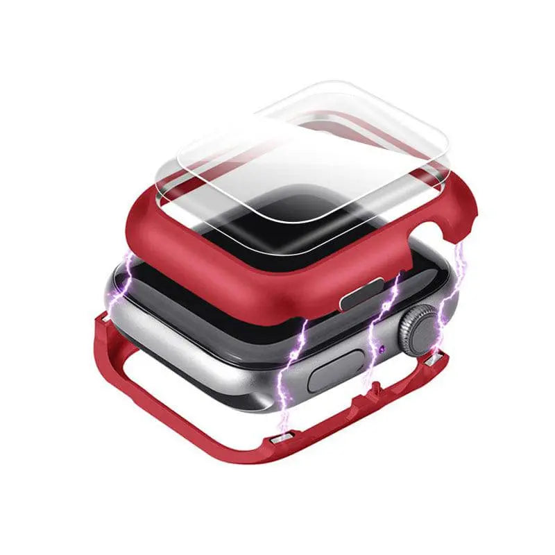 Gehard Glazen Screenprotector met Stalen Behuizing voor Apple Watch 38-44mm Zwart Zilver Goud Bescherming | Sansoti