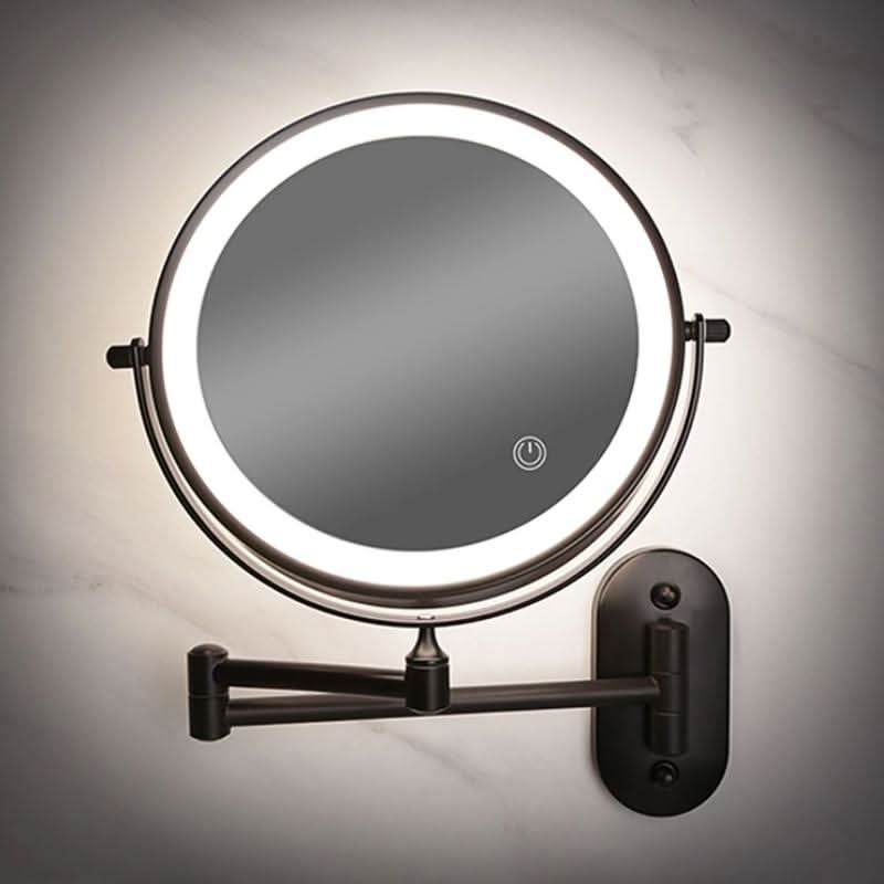 Verlichte Vergrotingsspiegel 3x-10x met Oplaadbare LED-verlichting Dimbaar Touch Zwart Chroom Badkamer | Sansoti