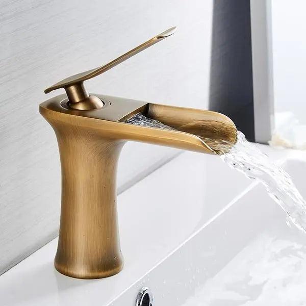 Badkraan Goud Eengreeps Wastafelkraan met Keramische Cartridge Waterbesparend | Sansoti