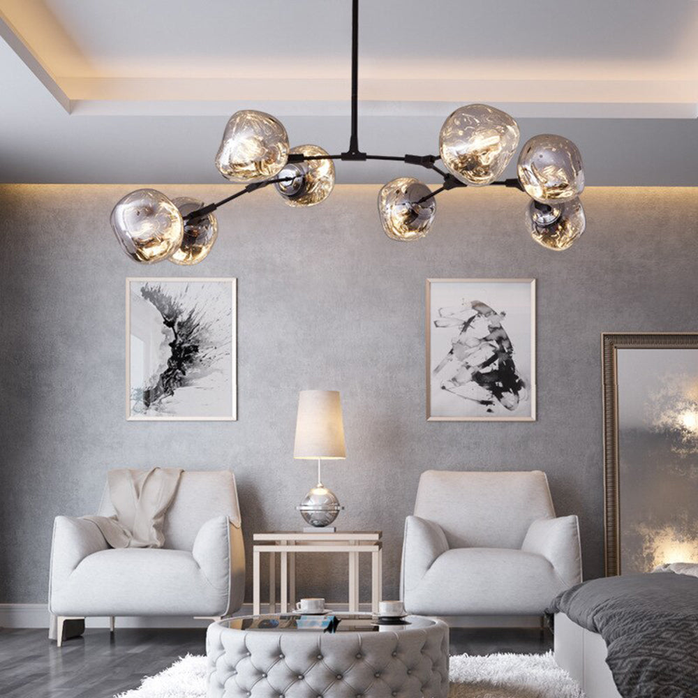 Glazen Hanglamp met Bollenkap 3-Lichts Modern Metalen Armatuur Warmwit Licht Woonkamer Eetkamer Pendellamp | Sansoti