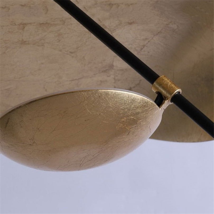 Metal pendant light with twisted rod, gold leaf, warm light for kitchen island, dining area, living room, 3 color options | Sansoti