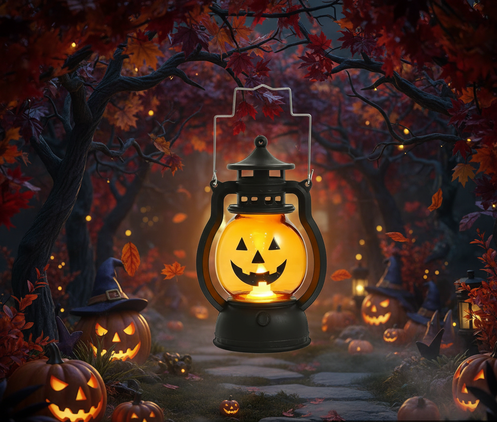 Halloween Ghost Lantern with LED Lighting Pumpkin Ghost Design Festive Mood Lighting Decoration | Sansoti