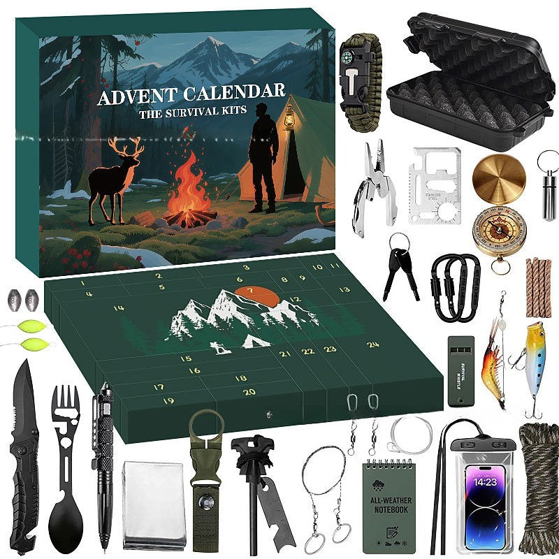 Adventskalender met 24 Outdoortools – Dagelijkse Verrassing voor Kamperen Wandelen Avontuur en Outdoor | Sansoti