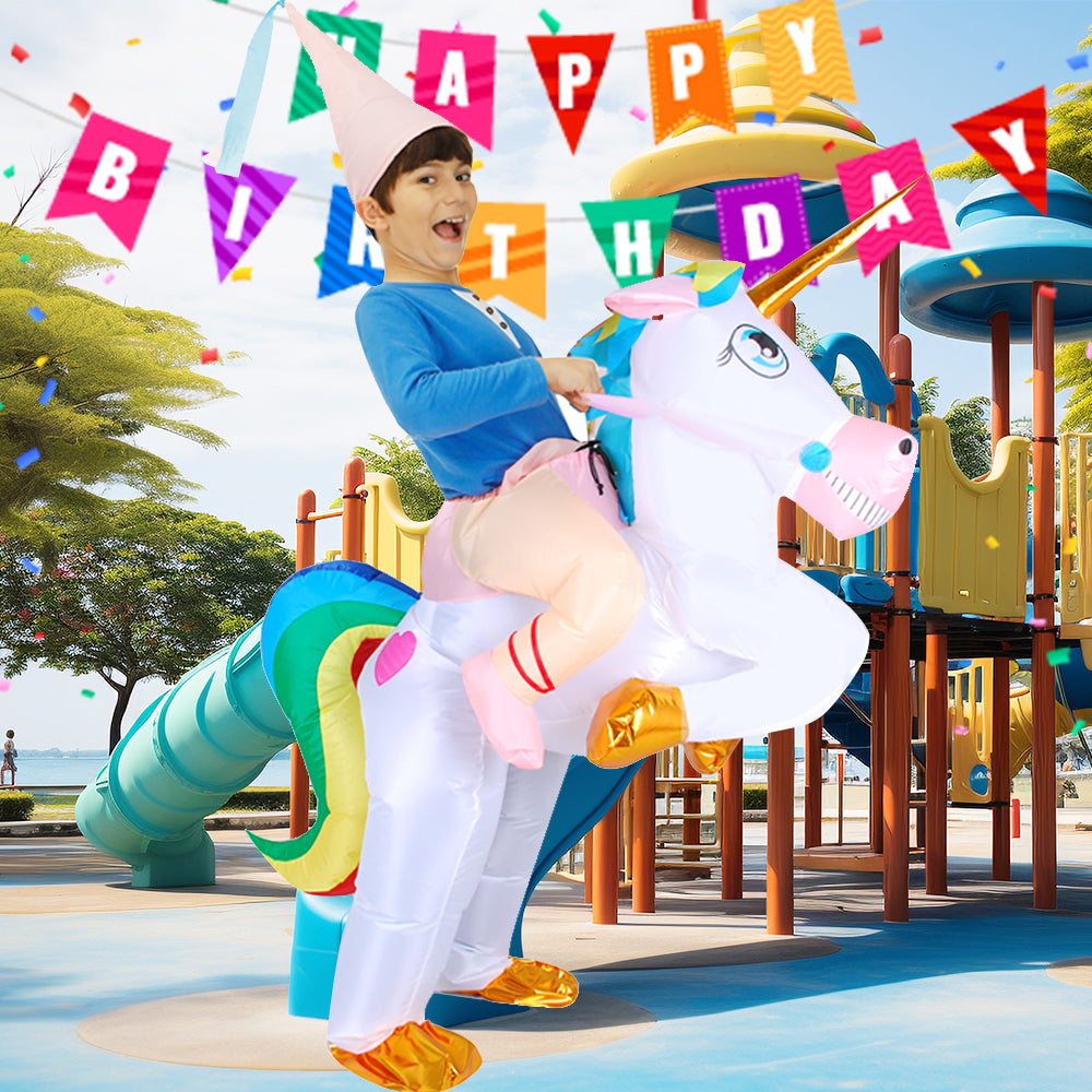 Aufblasbares Einhornkostüm für Kinder, Partykleidung, Verkleidungsanzug, Fantasiekostüm, Karneval, Einhorn-Outfit | Sansoti