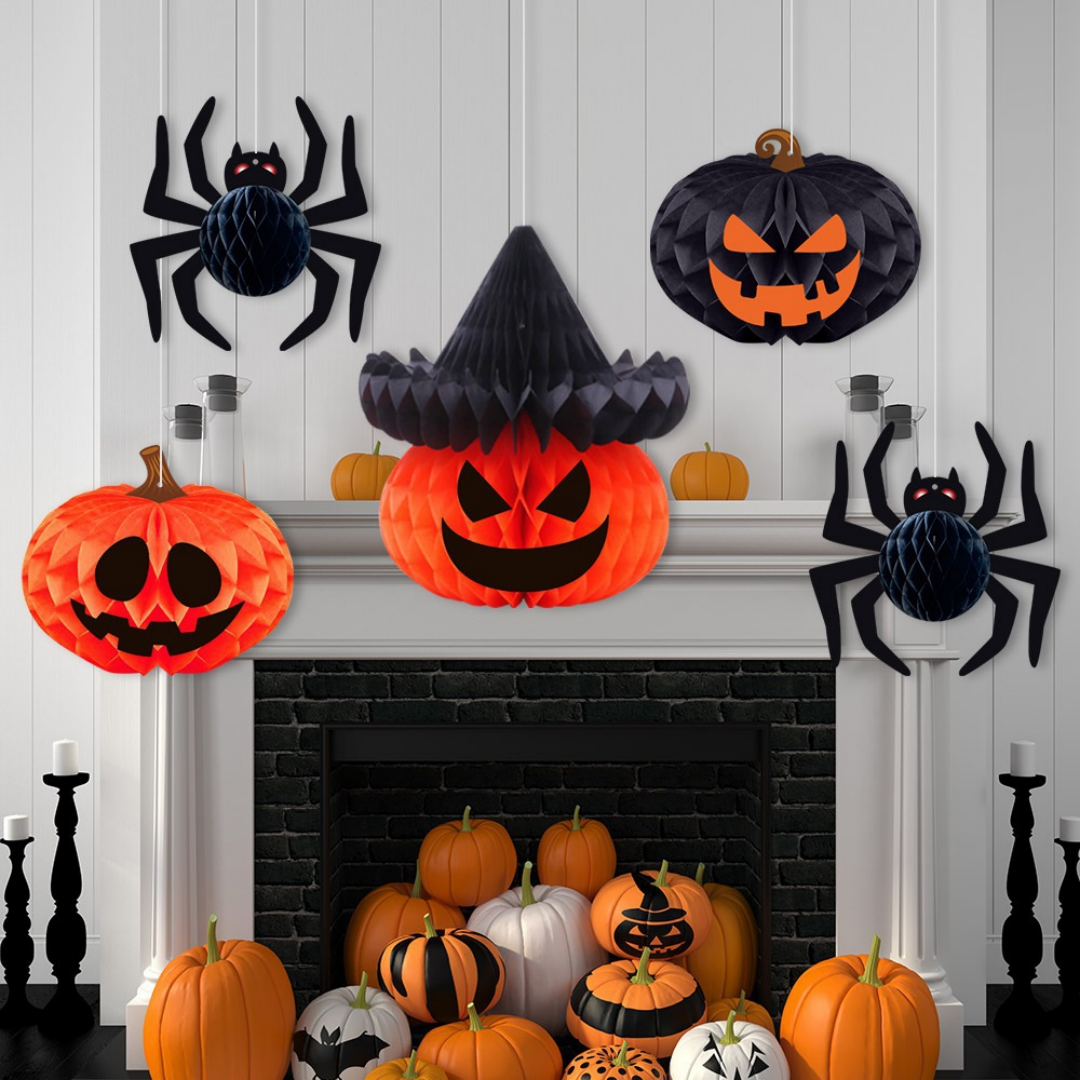 Foldable Paper Lantern Halloween Hanging Decoration Indoor Outdoor Party Spooky Atmosphere Pumpkin Skeleton Decoration | Sansoti