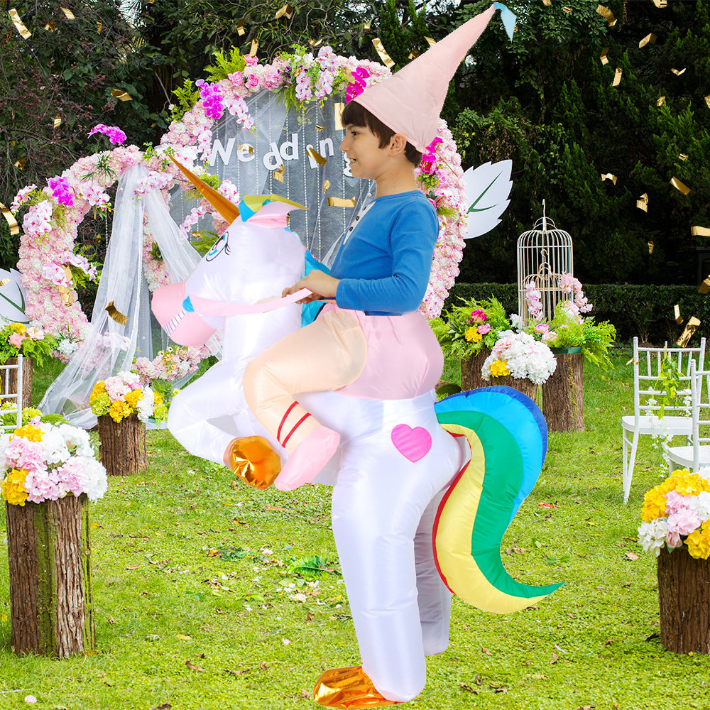 Aufblasbares Einhornkostüm für Kinder, Partykleidung, Verkleidungsanzug, Fantasiekostüm, Karneval, Einhorn-Outfit | Sansoti