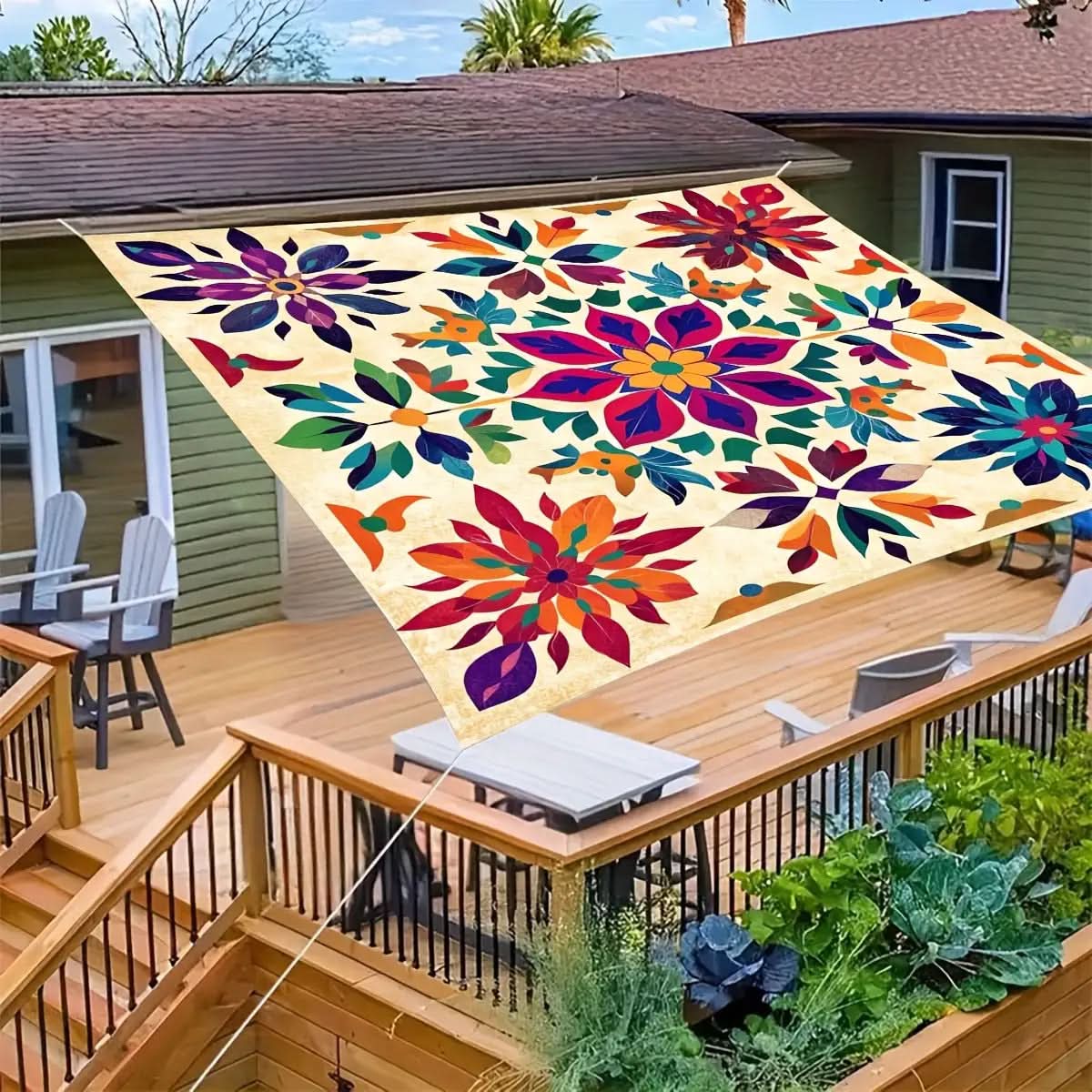 Buitenschirm Bohemian Mandala Sonnenschutz Polyester-Sonnensegel Garten Terrasse Strand Balkon Dekoratives Hängetuch | Sansoti