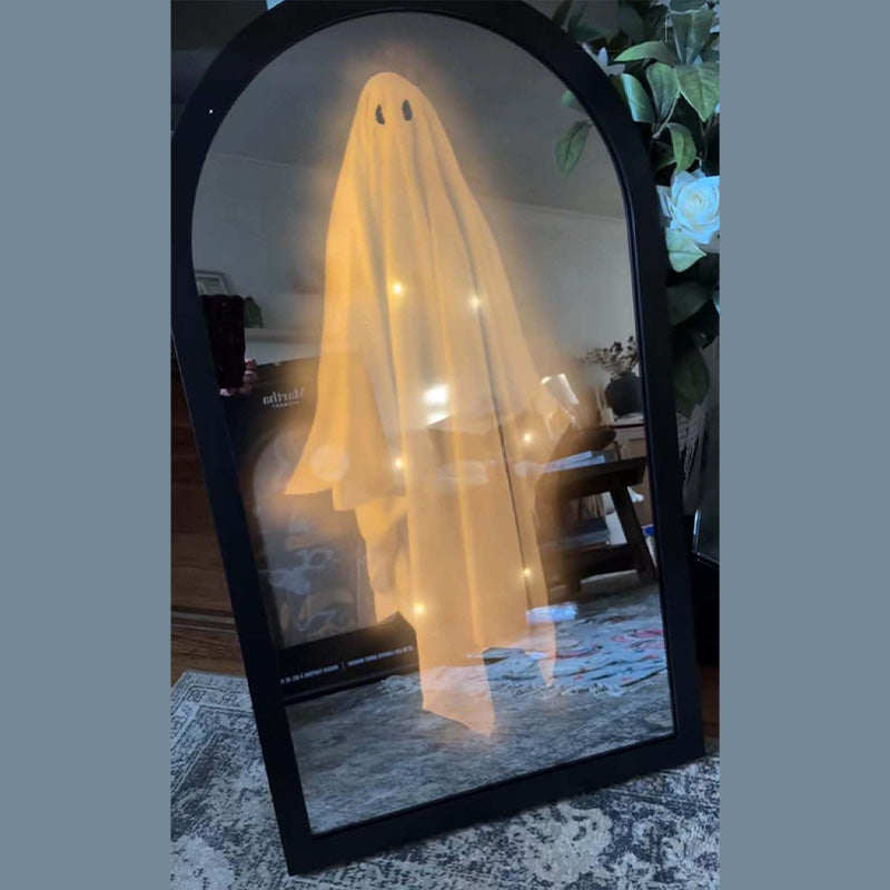 Miroir holographique fantomatique, décoration murale d’Halloween avec éclairage LED pour une ambiance de fête effrayante à la maison | Sansoti