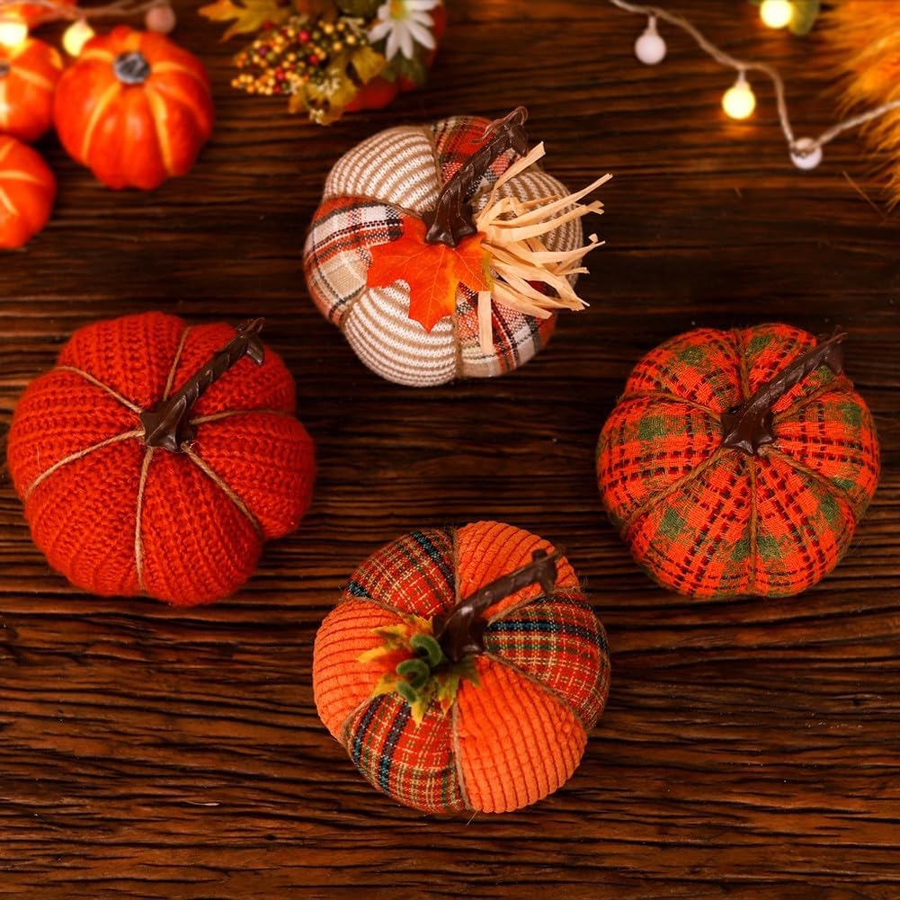 Mini Pompoenen Stof Herfstdecoratie Seizoen Tafel Wandscherm Halloween Thanksgiving Feestdagen Interieur | Sansoti