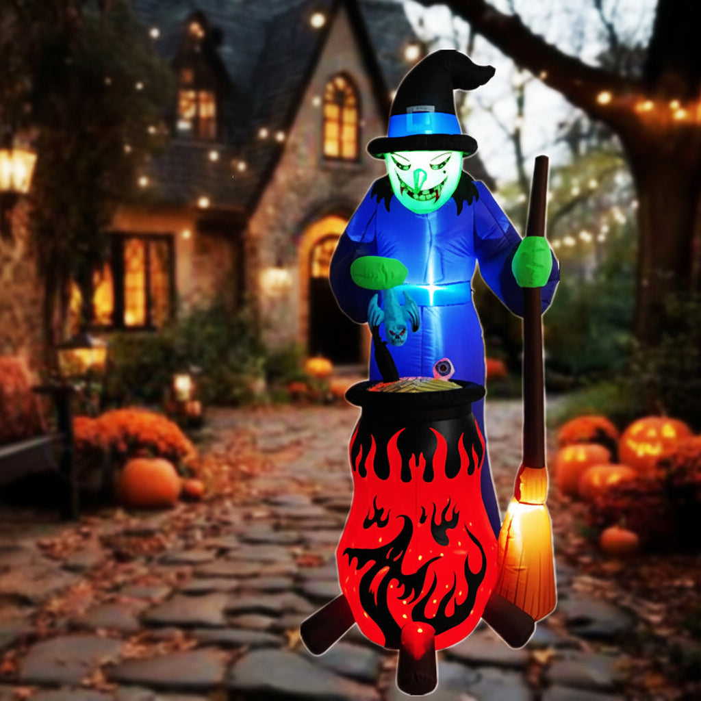 Inflatable Witch with LED Lighting 360cm Halloween Garden Decoration Festive Mood Lighting Outdoor Decoration | Sansoti