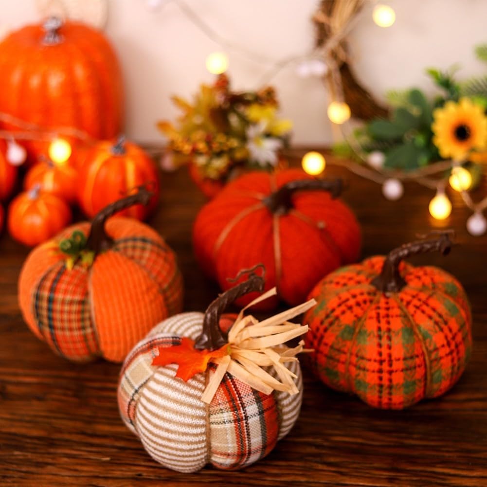 Mini Pompoenen Stof Herfstdecoratie Seizoen Tafel Wandscherm Halloween Thanksgiving Feestdagen Interieur | Sansoti