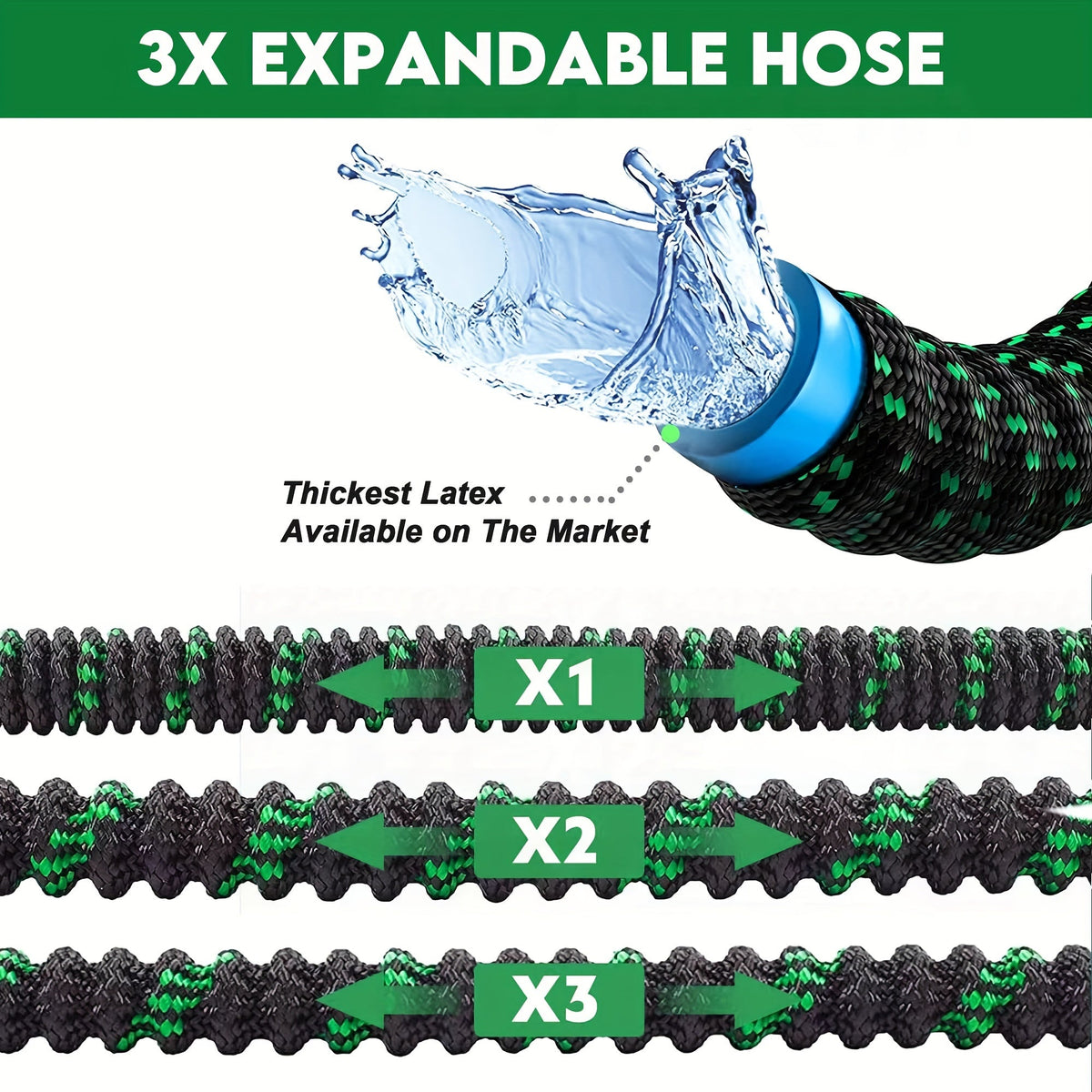 Flexibler Gartenschlauch mit Sprühbewässerungssystem, 7.5-38m Wasserschlauch zum Bewässern von Auto, Terrasse, Pflanzen und Garten | Sansoti