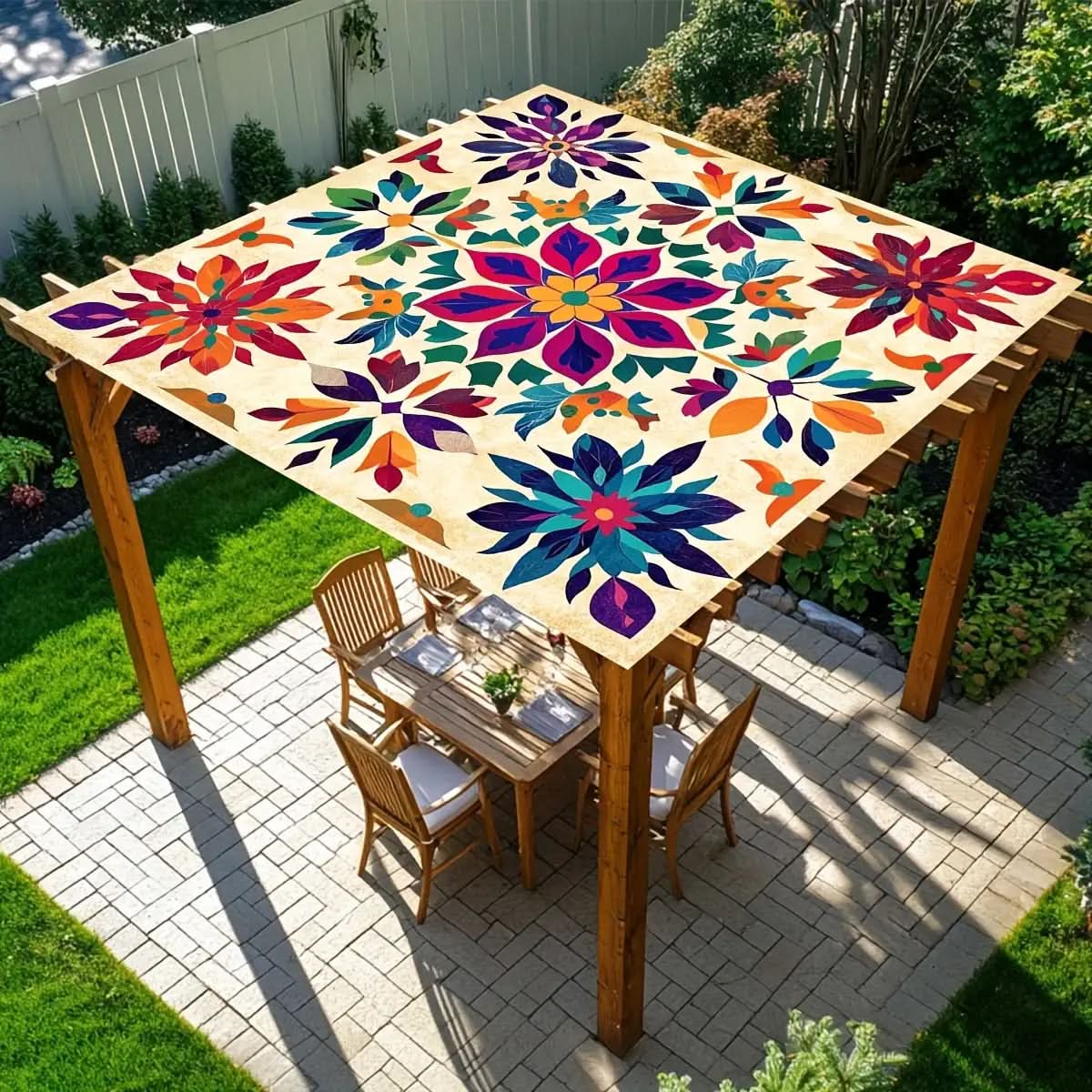 Buitenschirm Bohemian Mandala Sonnenschutz Polyester-Sonnensegel Garten Terrasse Strand Balkon Dekoratives Hängetuch | Sansoti