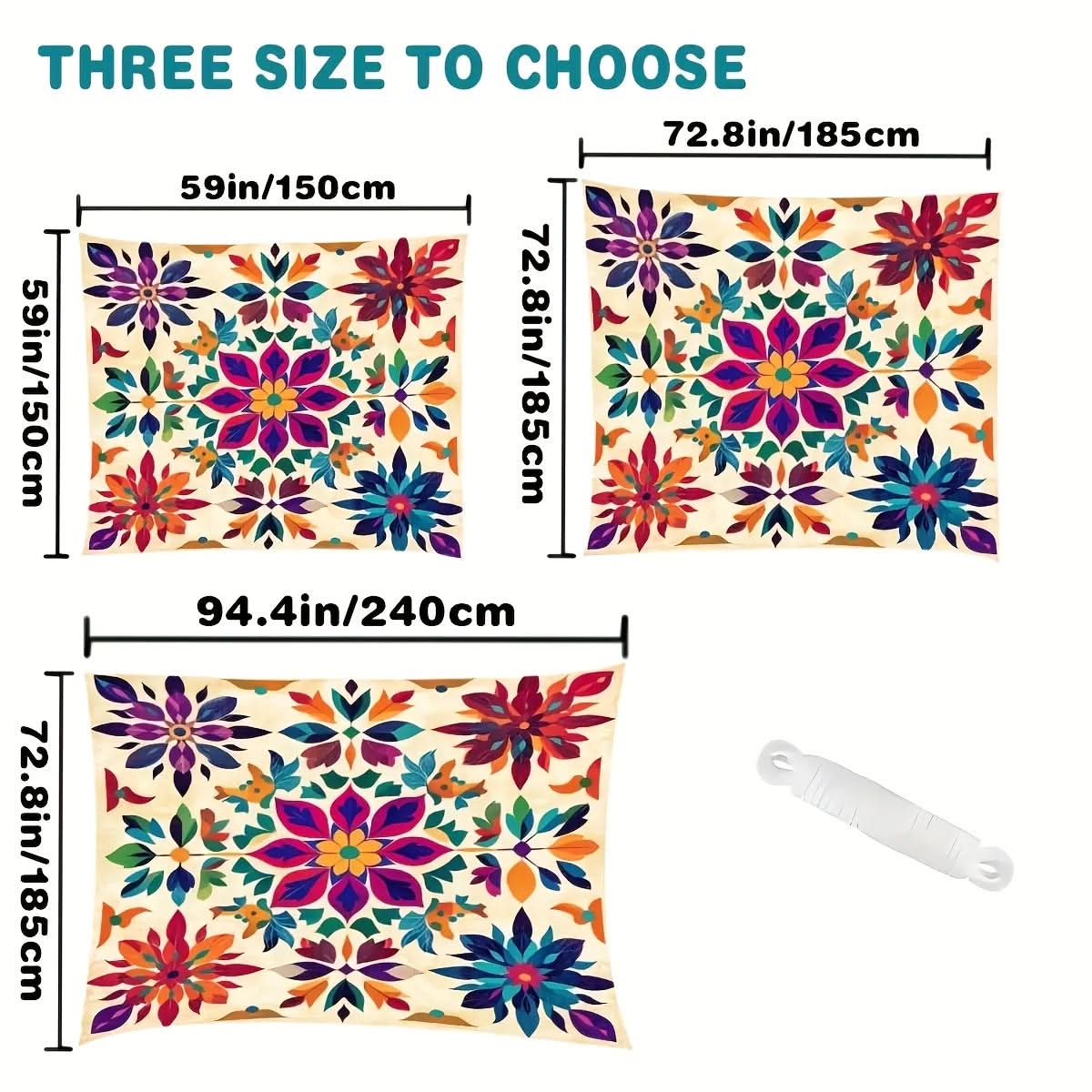 Buitenschirm Bohemian Mandala Sonnenschutz Polyester-Sonnensegel Garten Terrasse Strand Balkon Dekoratives Hängetuch | Sansoti