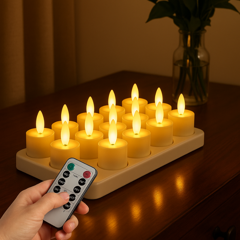 Bougies LED rechargeables avec télécommande et minuterie – lumière vacillante | Restfield
