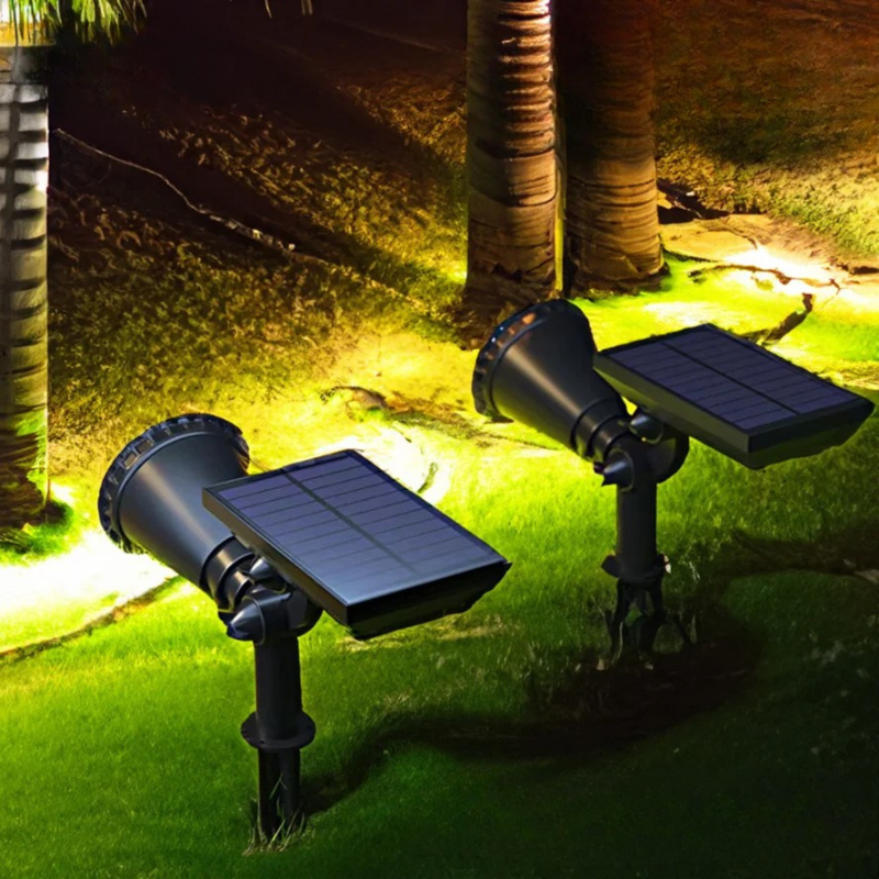 Solar-Gartenstrahler mit 9 LEDs, automatische Außenleuchte, verstellbar, wasserdicht nach IP65, Gartenbeleuchtung, Spotlampe | Sansoti