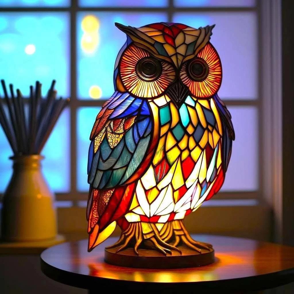 LED Table Lamp, Crystal Owl, Vintage Decorative Design, with USB and Battery Power, for Atmospheric Home Decor | Sansoti