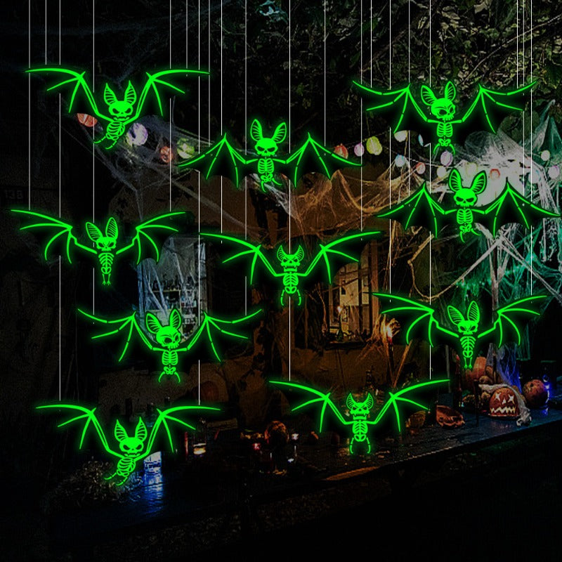 Hangende 3D Vleermuizen Glow-in-the-Dark 10 Stuks Halloween Decoratie Feest Indoor Outdoor Wanddecoratie | Sansoti