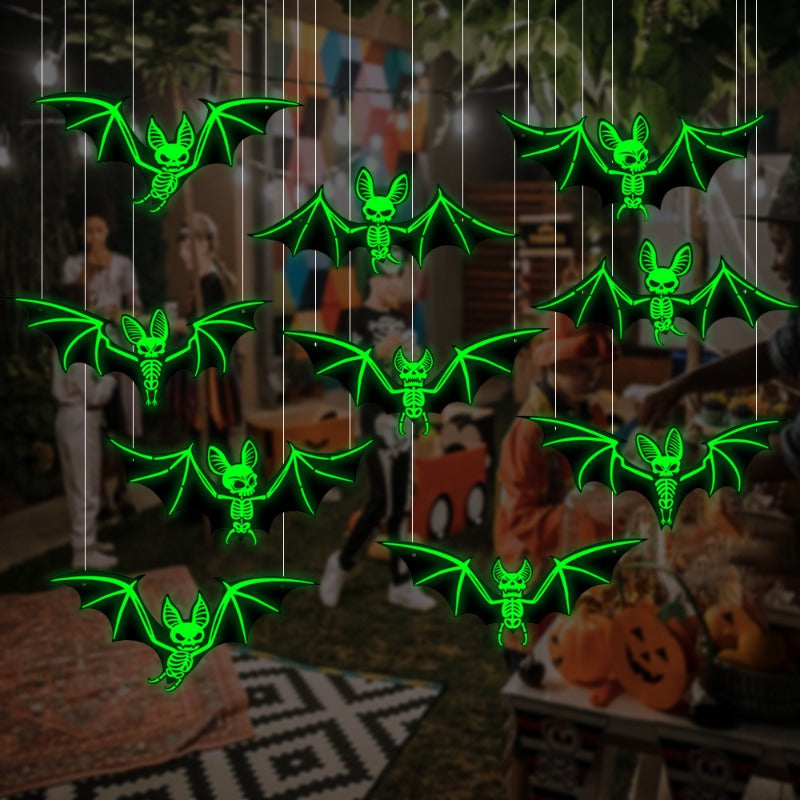 Hangende 3D Vleermuizen Glow-in-the-Dark 10 Stuks Halloween Decoratie Feest Indoor Outdoor Wanddecoratie | Sansoti
