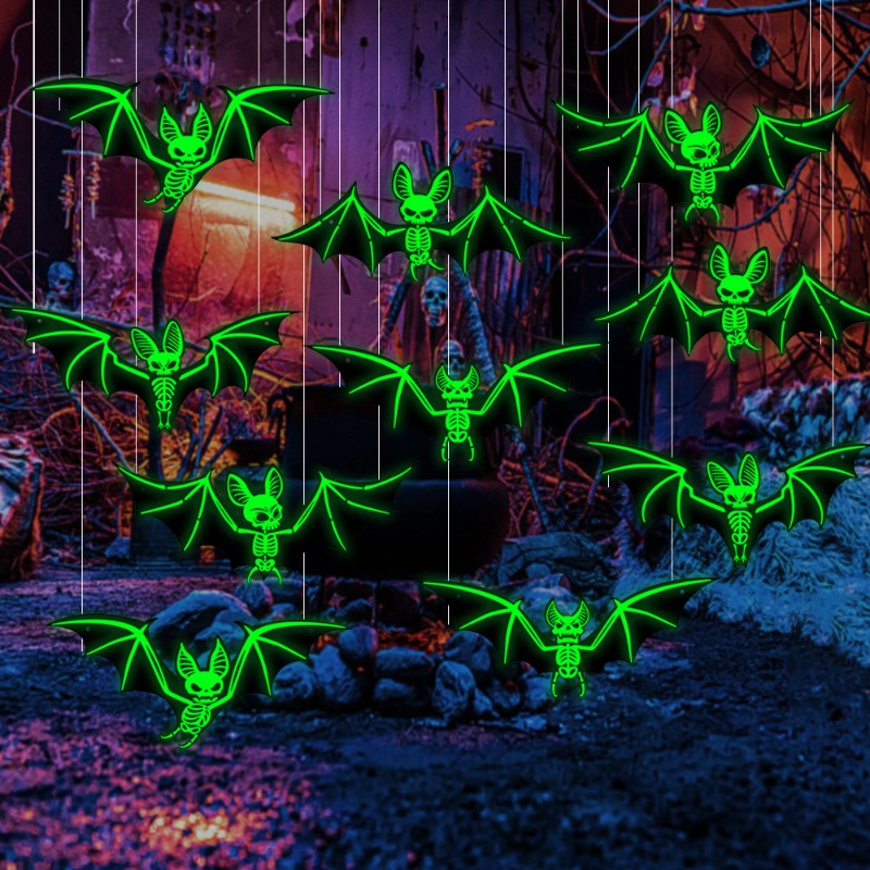 Hangende 3D Vleermuizen Glow-in-the-Dark 10 Stuks Halloween Decoratie Feest Indoor Outdoor Wanddecoratie | Sansoti