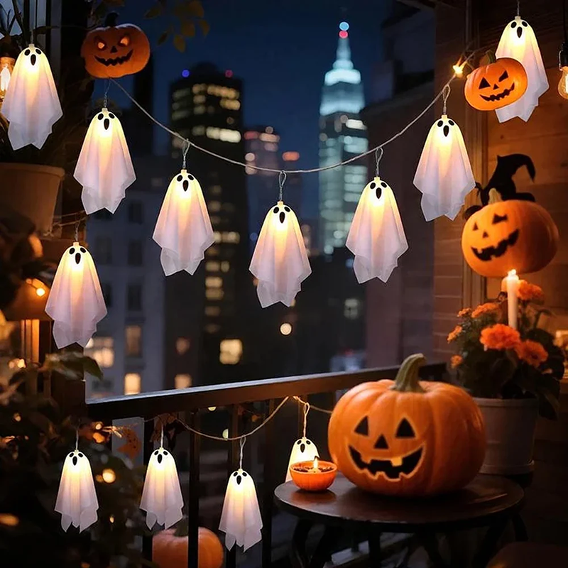 Hanging Ghost Decoration with LED Lighting for Halloween Party Indoor Outdoor Garden Horror Décor | Sansoti