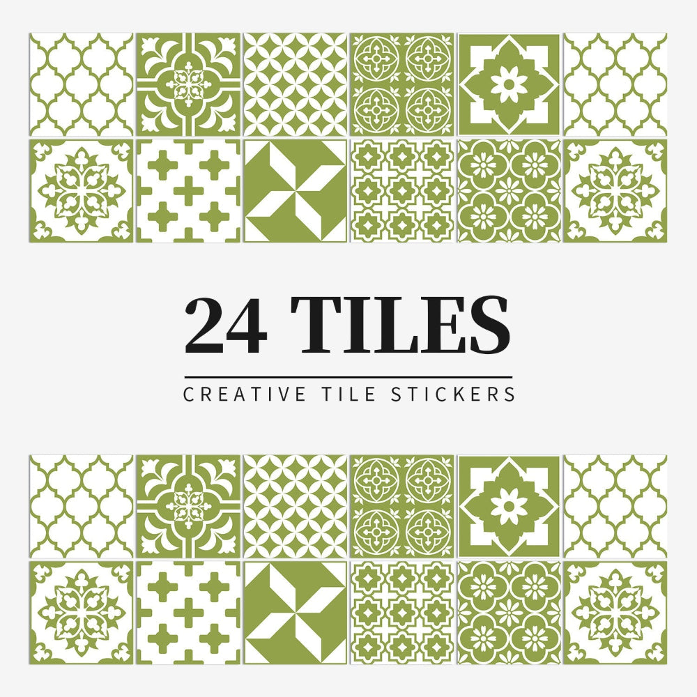 Autocollants adhésifs de carreaux portugais avec motif mandala coloré pour décoration murale de cuisine et salle de bain, lot de 24 pièces | Restfield