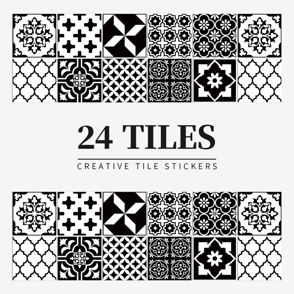 Autocollants adhésifs de carreaux portugais avec motif mandala coloré pour décoration murale de cuisine et salle de bain, lot de 24 pièces | Restfield