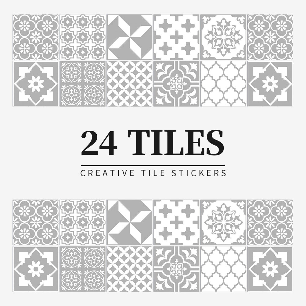 Autocollants adhésifs de carreaux portugais avec motif mandala coloré pour décoration murale de cuisine et salle de bain, lot de 24 pièces | Restfield