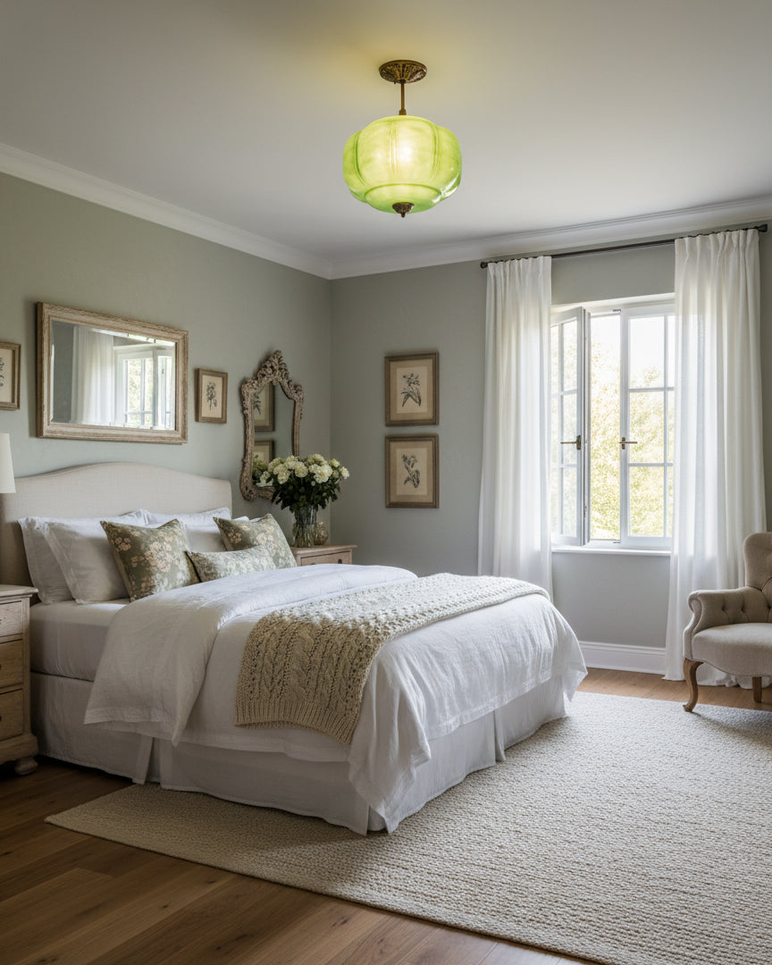 Plafonnier design vintage en verre – éclairage de plafond élégant avec détails métalliques | Restfield